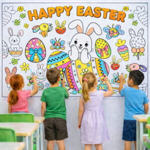 PAINEL DE COLORIR HAPPY EASTER - COM 16 PAGINAS A4